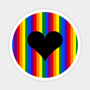 Black Heart on LGBT Striped Background Magnet